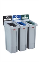 Rubbermaid Slim Jim Återvinningsstation 3x87L Grå